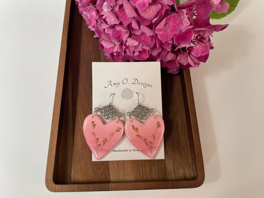 Pink hombre heart dangle