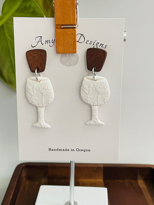 White floral wine glasses