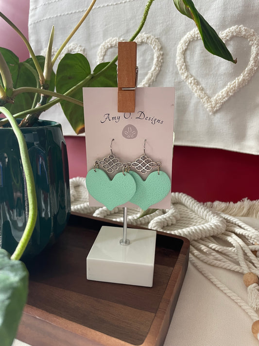 Teal blue heart dangle
