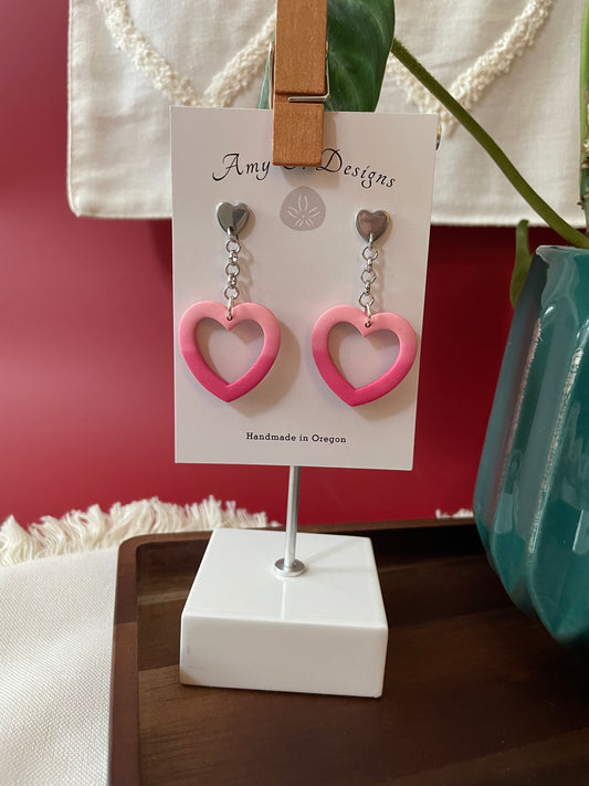 Pink hombre heart dangle