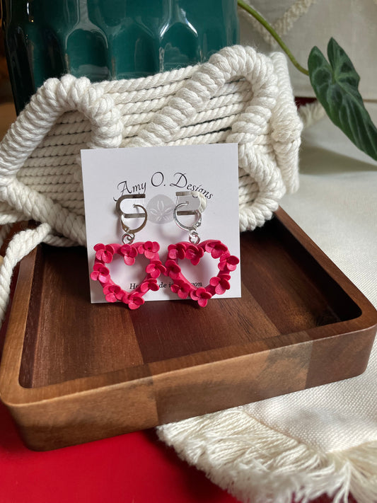 Fuchsia pink heart wreath