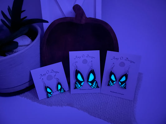 Black 1/2 Skeleton Butterflies-Glow in the dark
