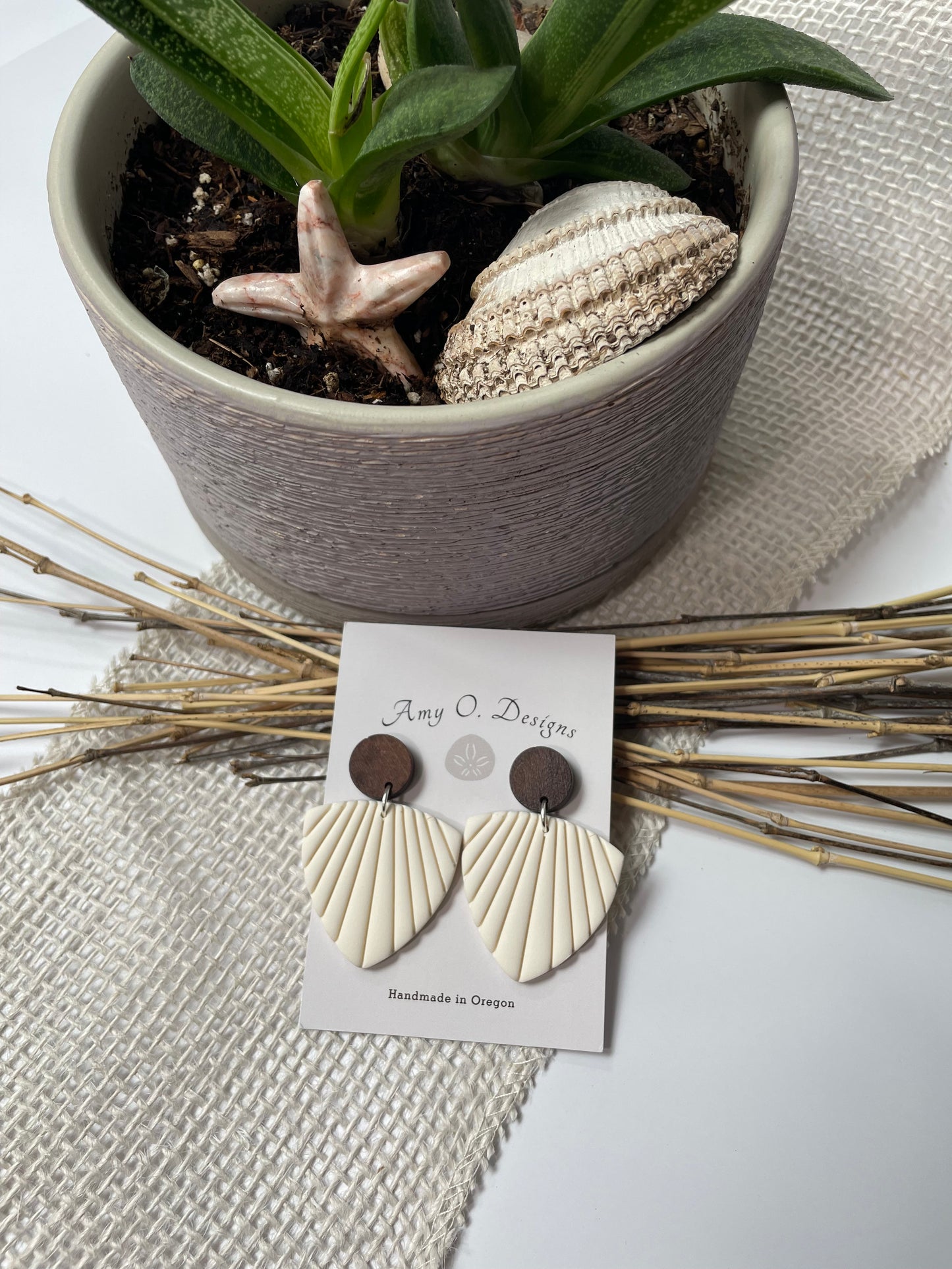 Ivory Fan Dangle (multiple sizes and stud options)