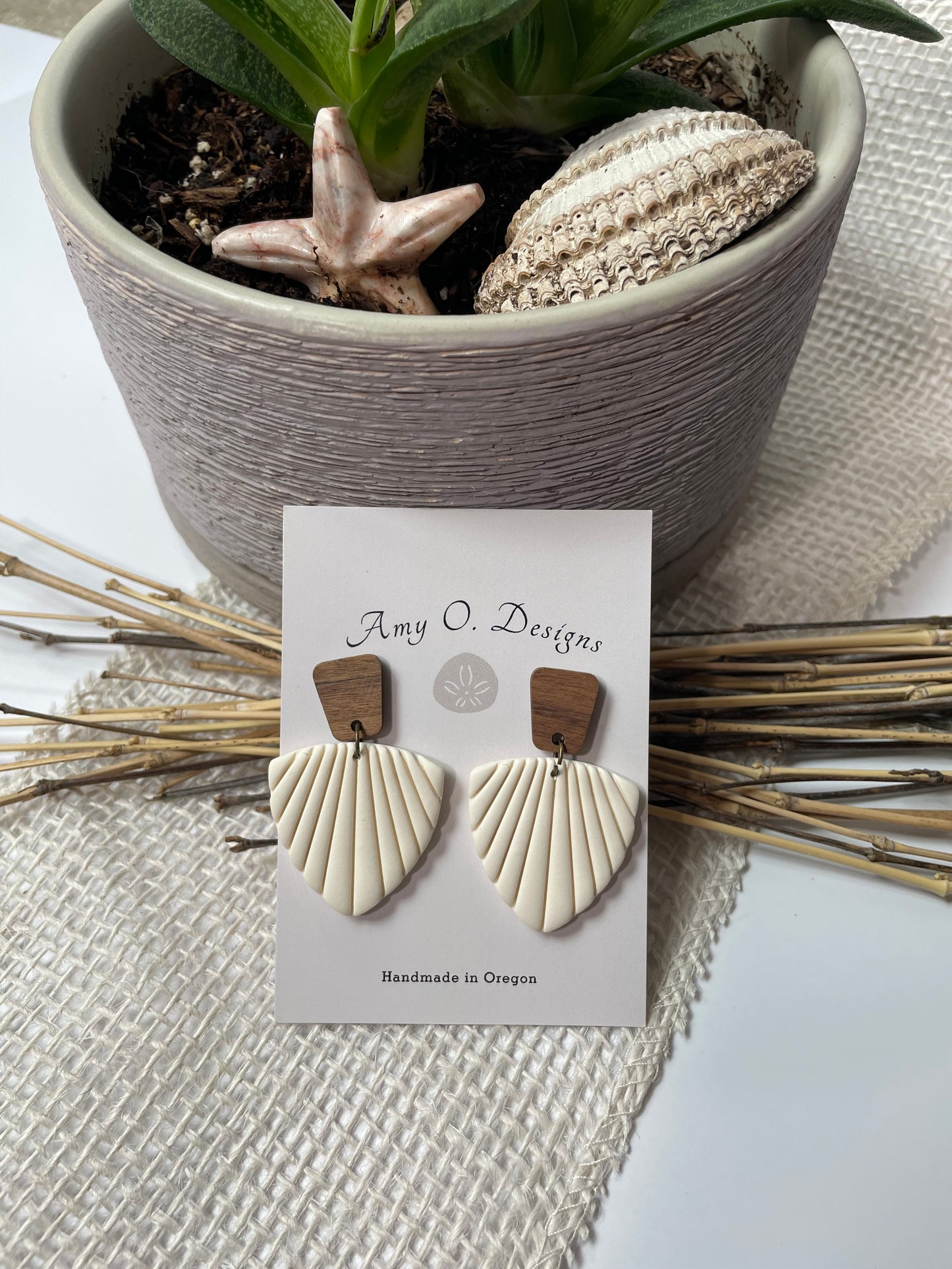 Ivory Fan Dangle (multiple sizes and stud options)