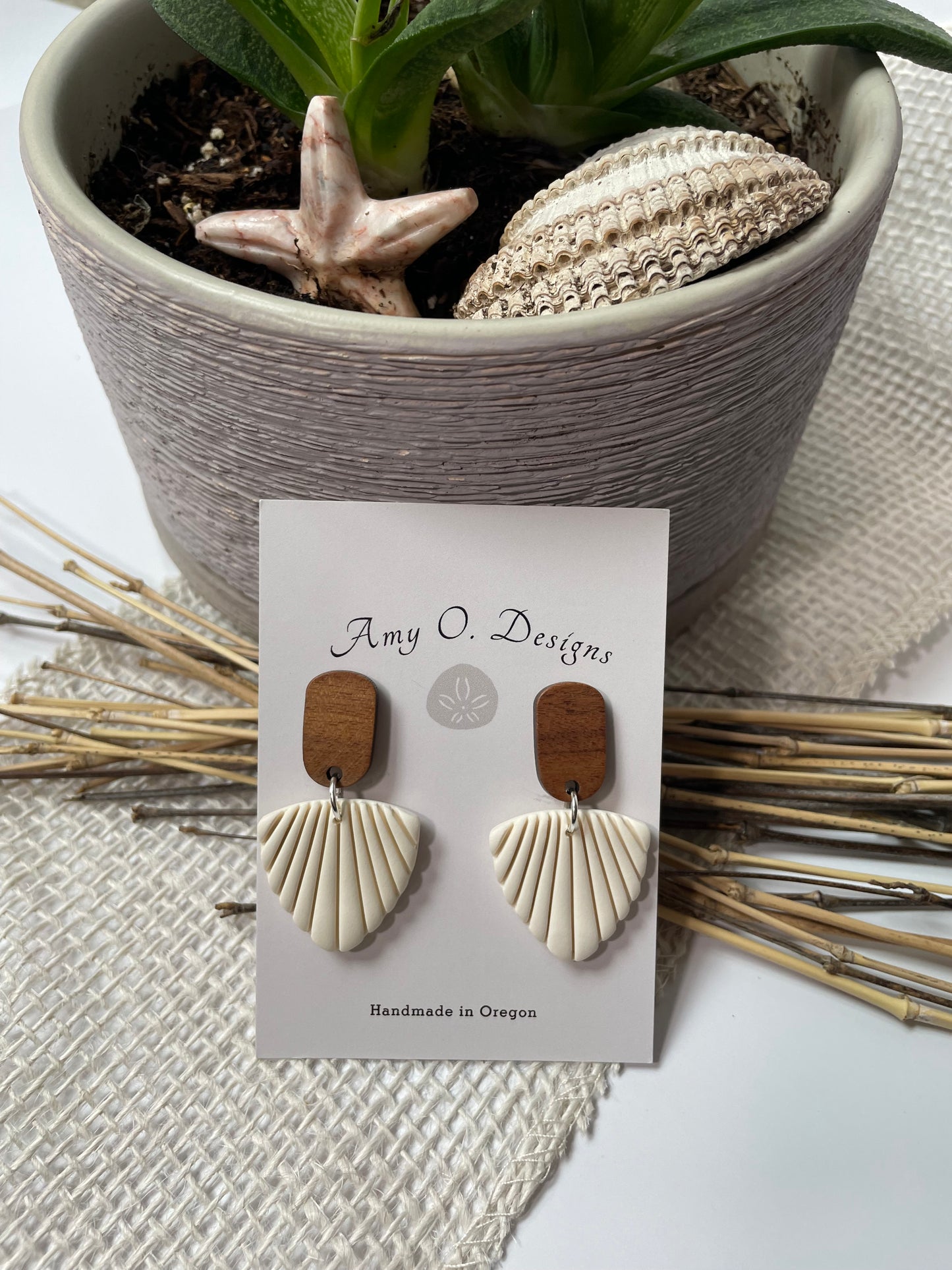 Ivory Fan Dangle (multiple sizes and stud options)