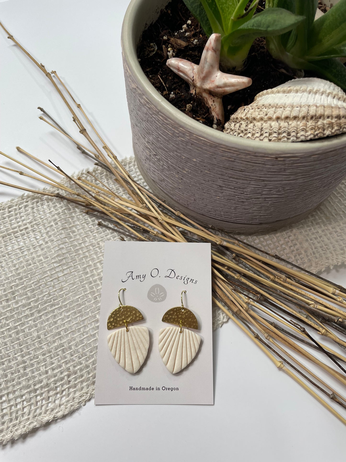 Ivory Fan Dangle (multiple sizes and stud options)