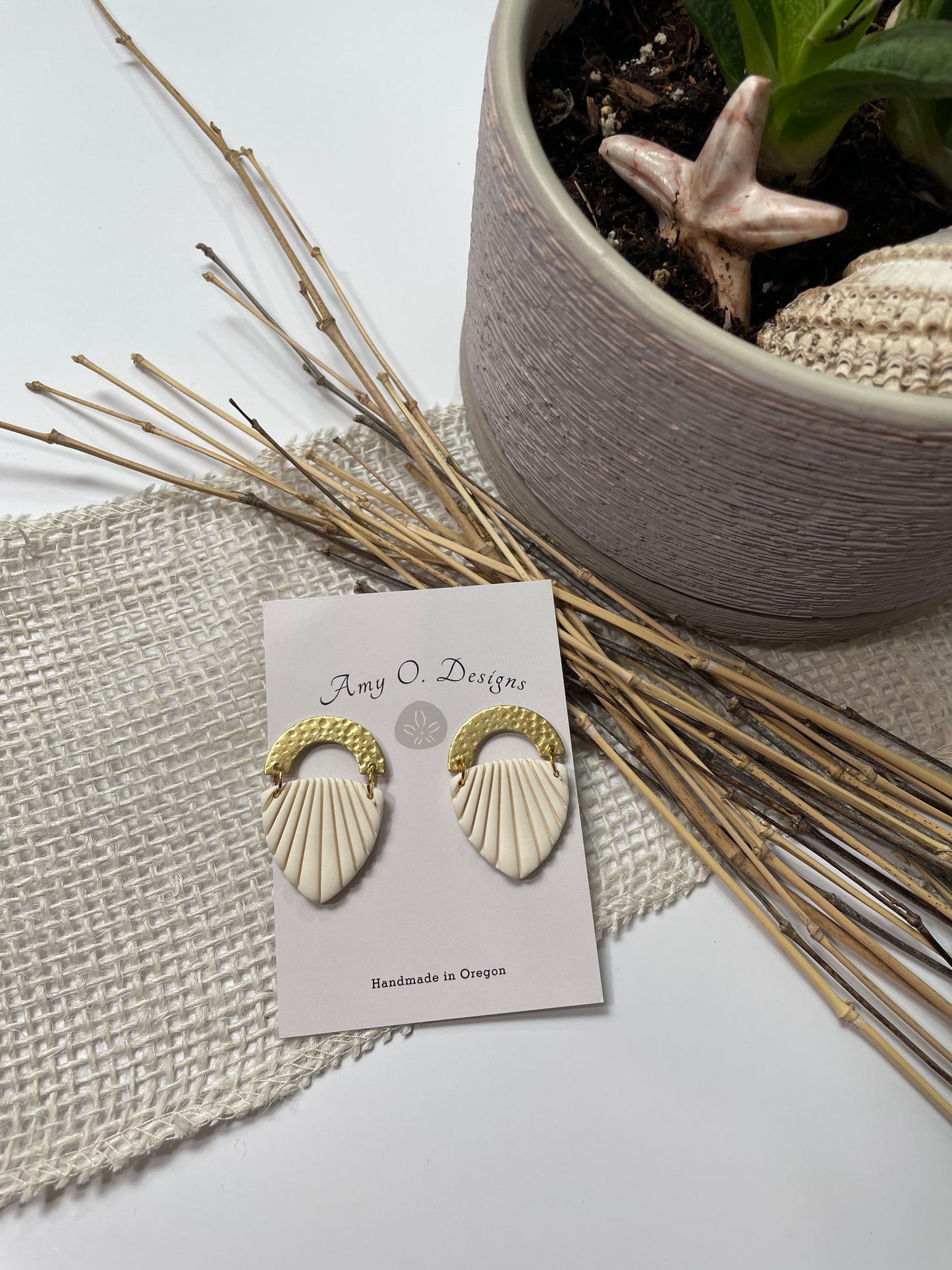 Ivory Fan Dangle (multiple sizes and stud options)