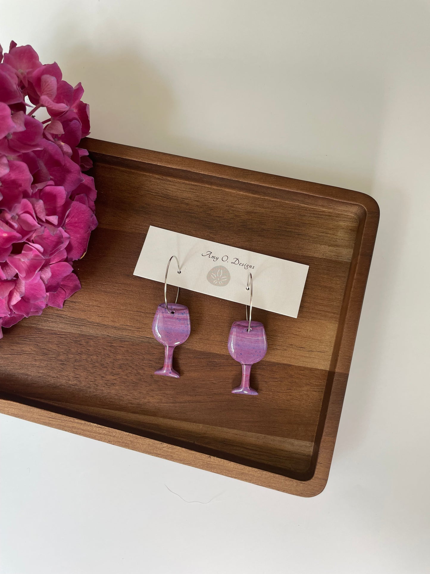 Purple hombre-ish wine glass earrings