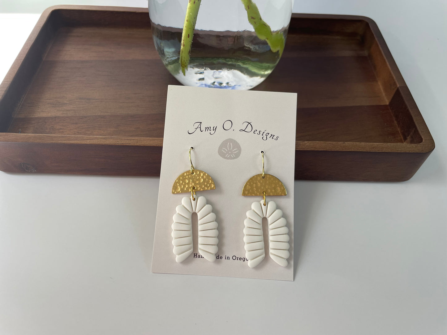 White arched boho earring