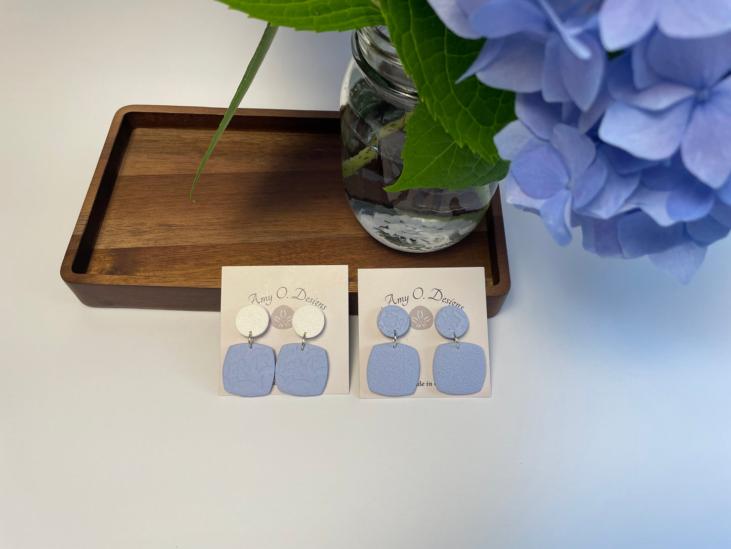 Blue & white dangle studs-2 options