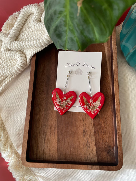 Heart floral dangle