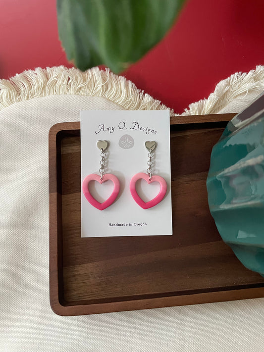 Pink hombre heart dangle